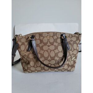 Coach Mini Kelsey Satchel Signature C shoulder bag canvas leather brown F57830